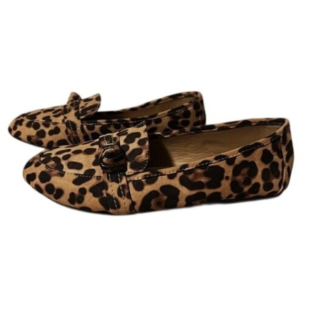 Journee Collection Marci Womens Leopard Print Loafers Brown Black Size 8.5 M